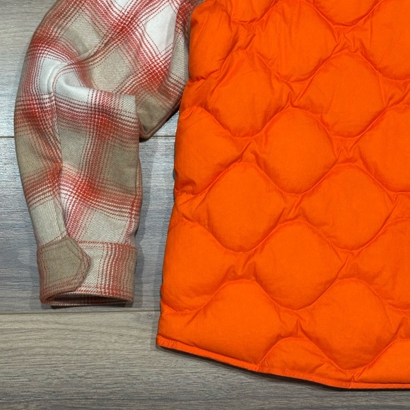 Woolrich Alba Panelled Overshirt Shacket in Orange/White Plaid Size Medium - Picture 13 of 16